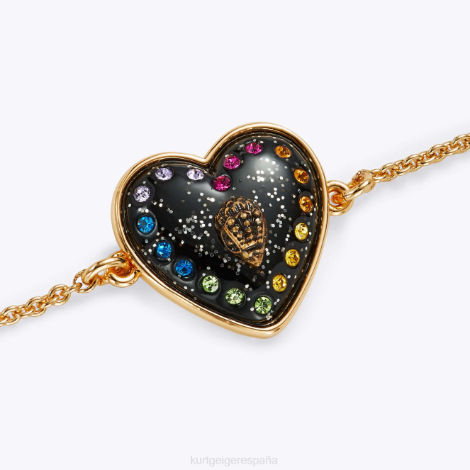 Kurt Geiger mujer pulsera de corazón con purpurina de Londres 2LPR578 | accesorios combinación negra